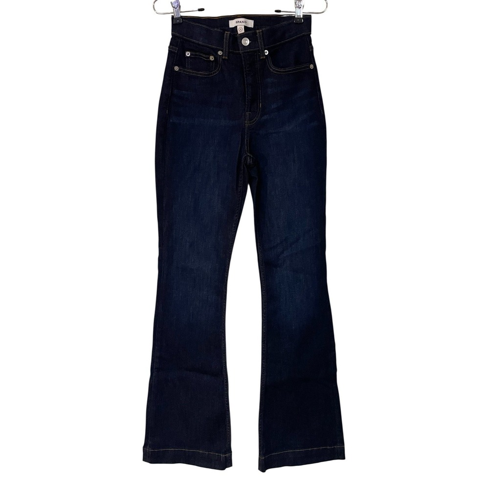 Spanx Sculpt Re Define Flare Jeans Dark‎ Indigo Denim Lycra Booty Lift Travel 2